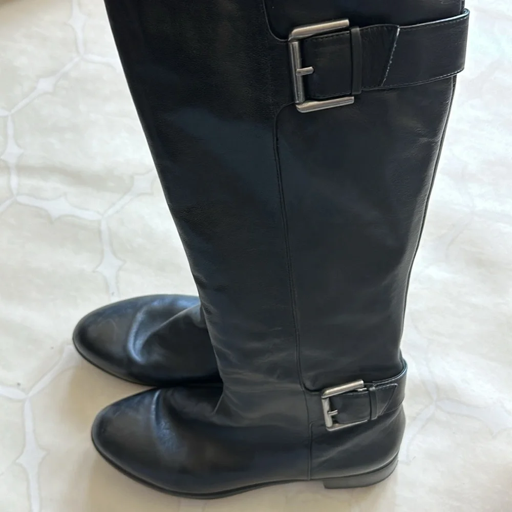 Via Spiga Leather Black Moto Leather Boots Size 7.5 - Picture 2 of 10